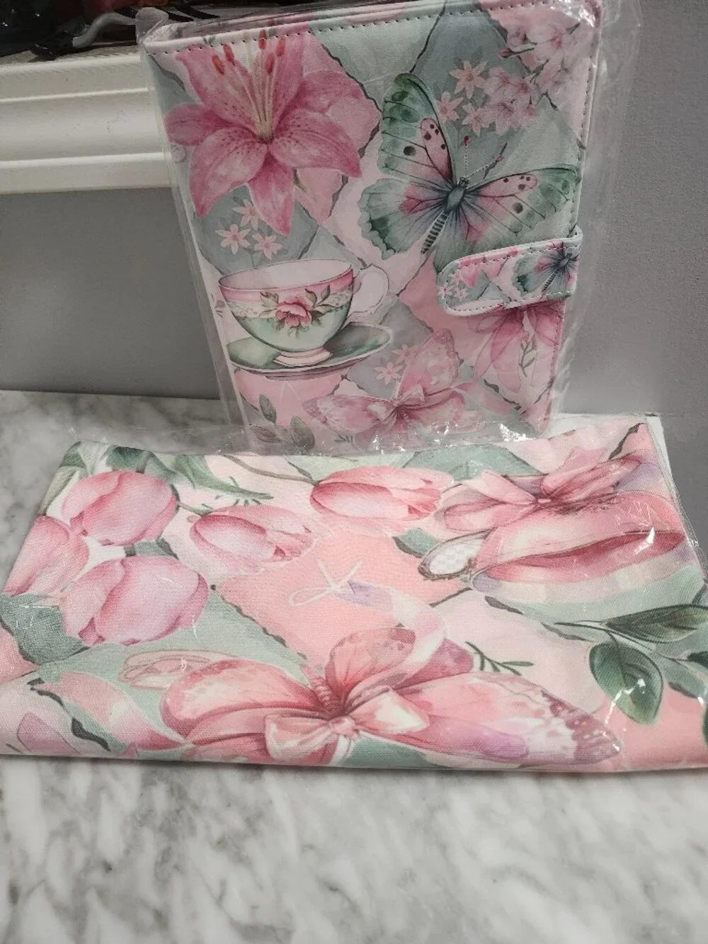 Butterfly, flower Binder A5 6-hole with matching tote bag